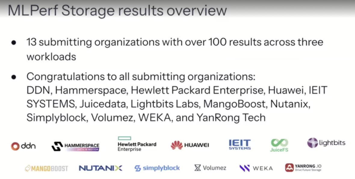 MLPerf Storage submitters